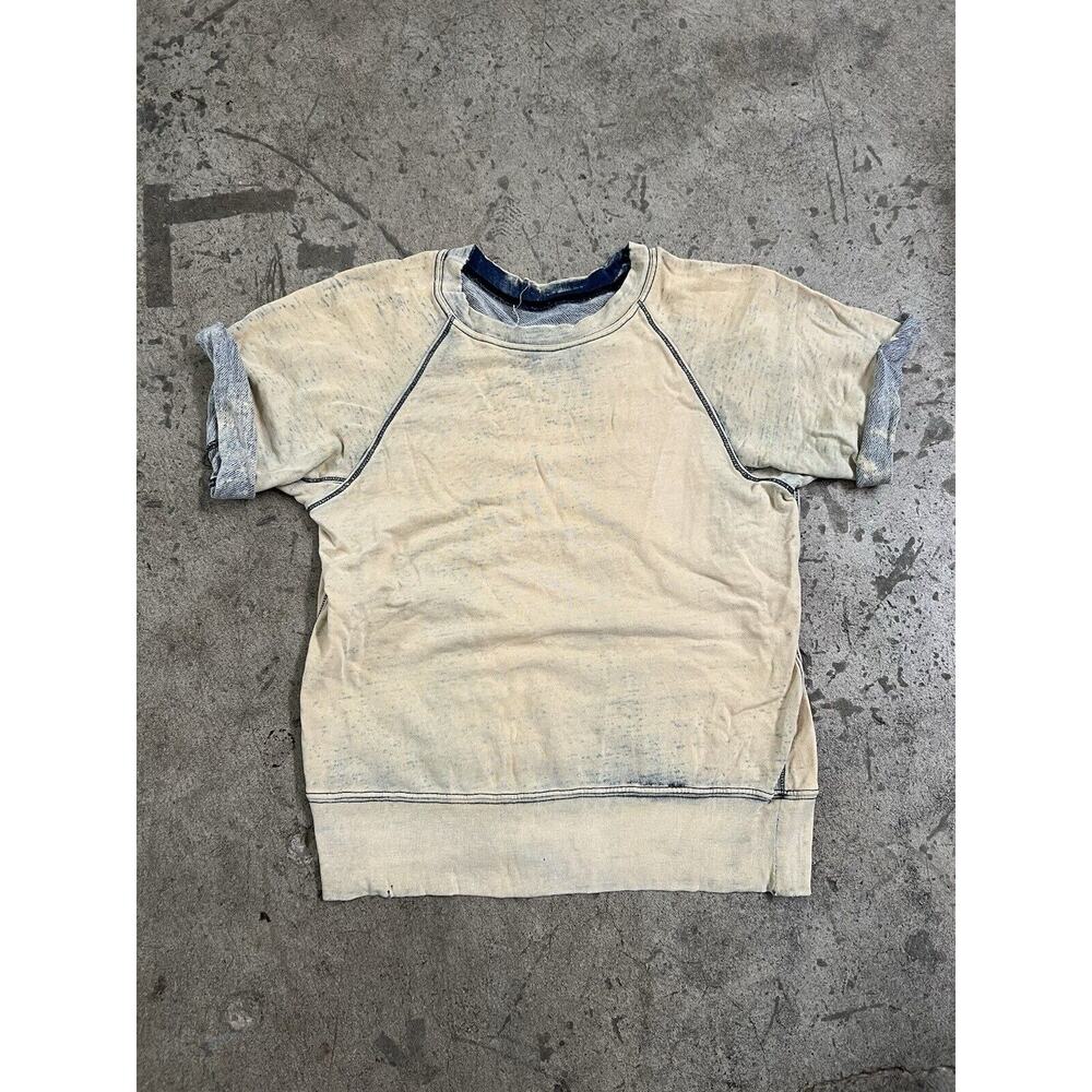 Current/Elliott Rolled Sleeve White Wash Sweatshirt Women's‎ 0 Small XS